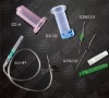 Needle and holder for vacuum blood collection
